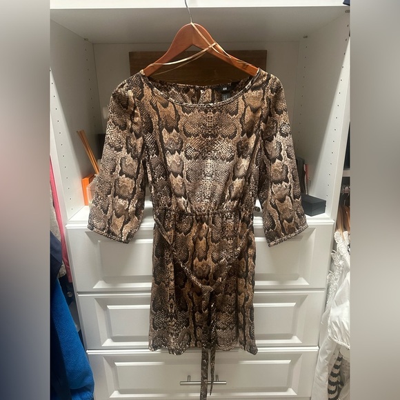 H&M Snake Print Dress with Tie Waist - Picture 3 of 6